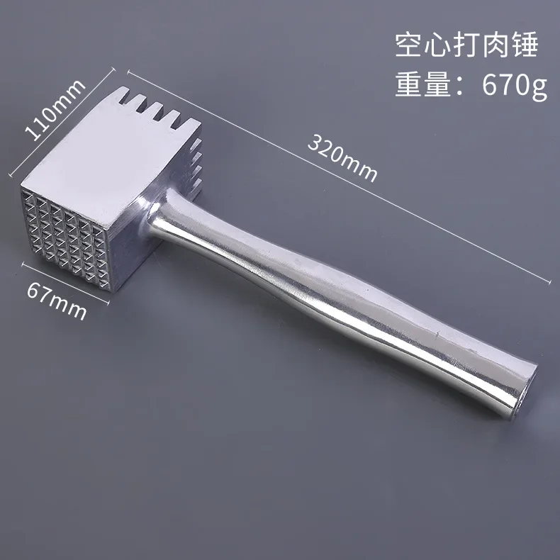 CLL Wholesale Hollow Meat Hammer Square Nails Double Sided Aluminum Alloy Meat Loosing Hammer Steak Pork Chop Meat