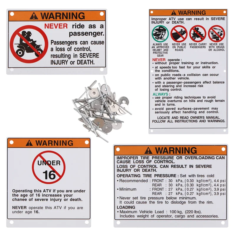 Car Kit Warning Decals Stickers Labels Aluminum Backed For Yamaha