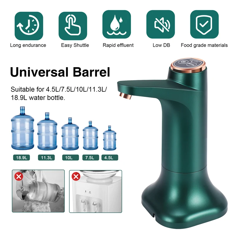 A01V-電気ウォーターボトルポンプベース付きUSBウォーターディスペンサーポータブル自動ウォーターポンプバケットボトルディスペンサー