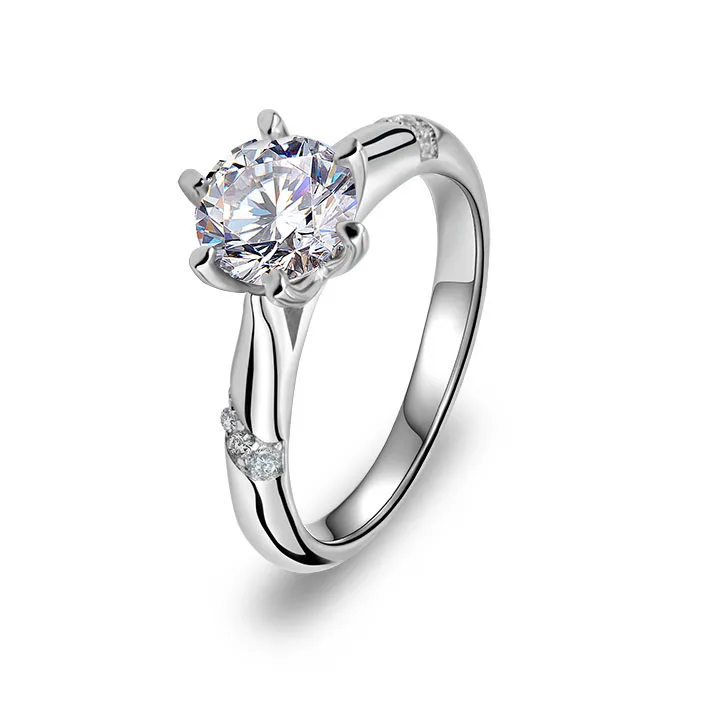 

Wholesale Moissanite Ring in Sterling Silver Round 6.5mm Per Carat Classic Engagement Ring