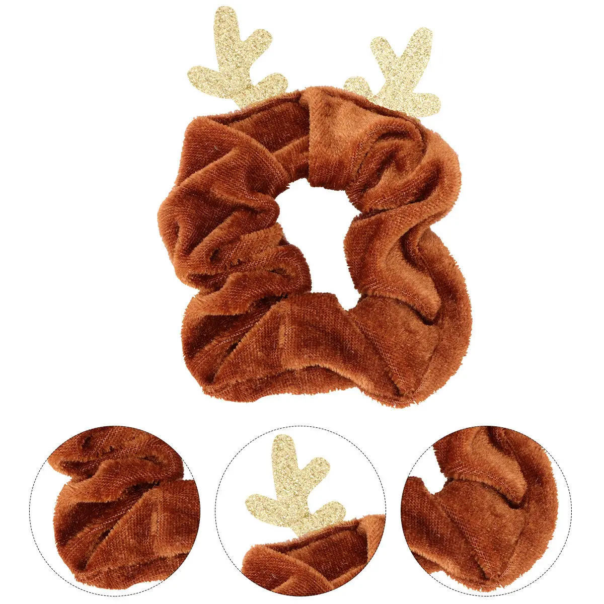 1Pcs Christmas Elk Antler Hair Rope Elastic Cloth Hair Tie for Women Girls Stylish Daily Wear Gift Home Hotel Outdoor Use