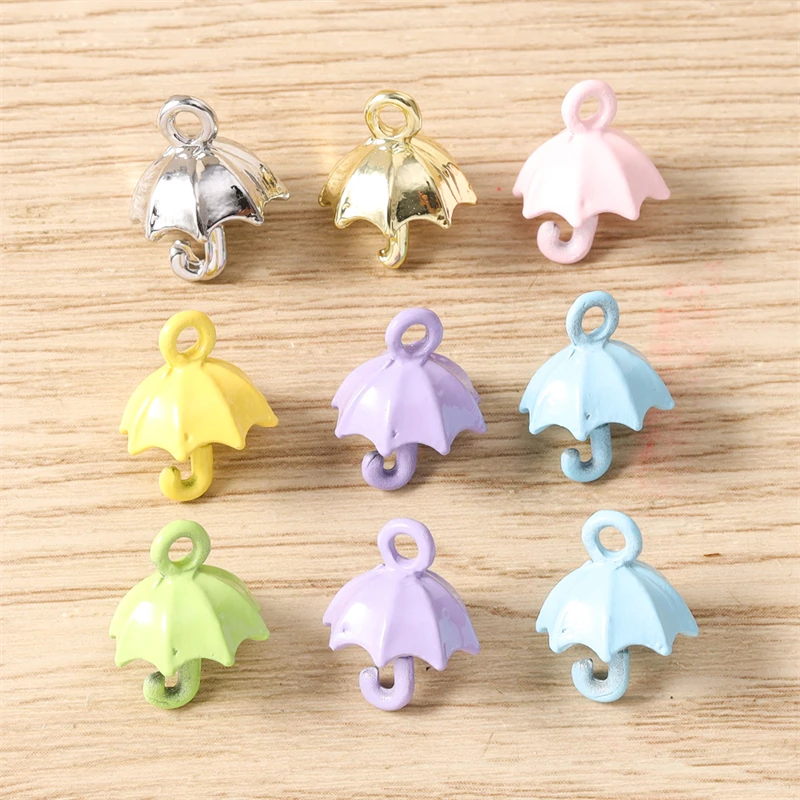 5 Stück 11x14mm Cartoon 3D Emaille Regenschirm-Anhänger für die Herstellung von Halsketten, Ohrringen, Armbändern, DIY-Bastelarbeiten, Schmuckzubehör – Detail 2