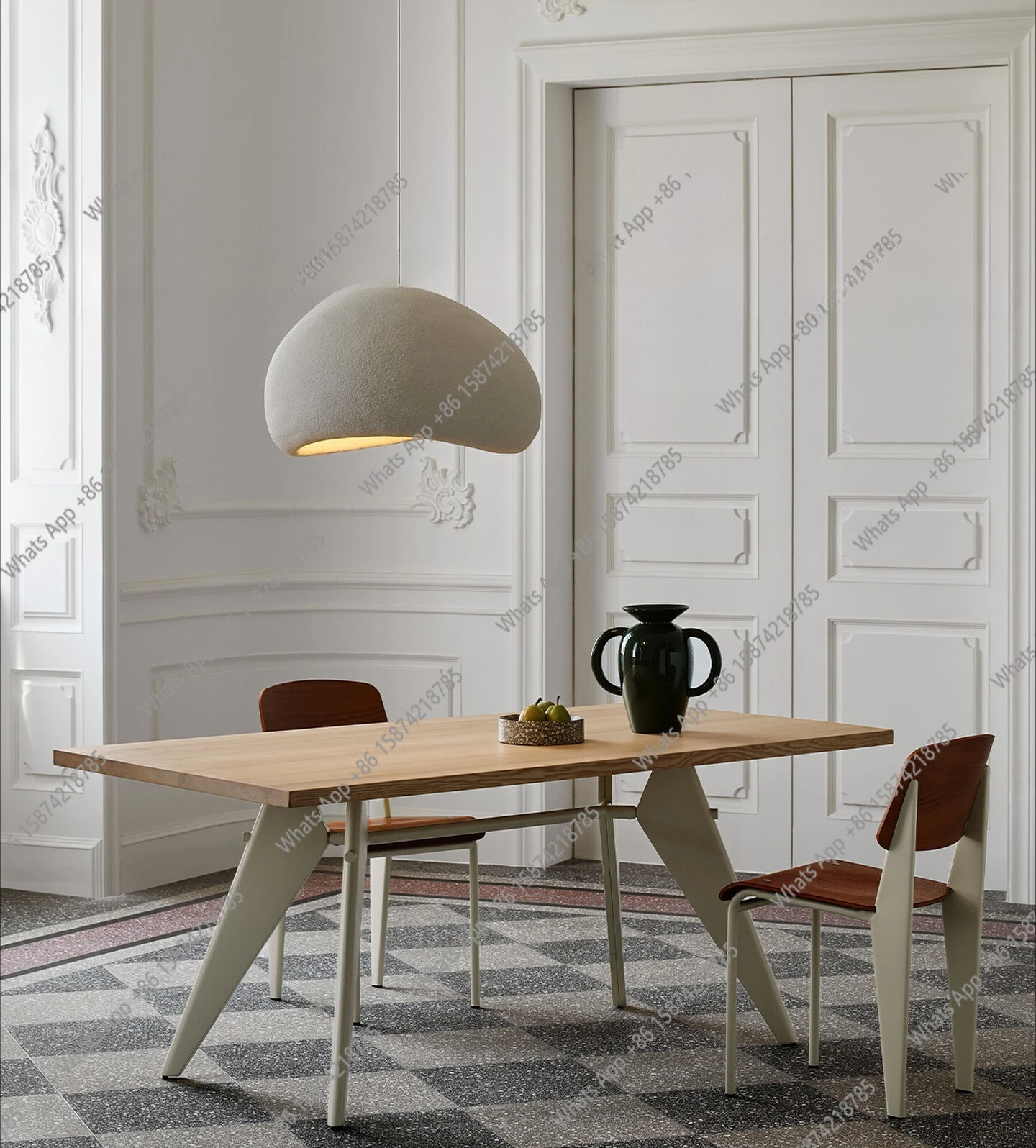 

Modern simple retro style living room home solid wood rectangular designer dining table