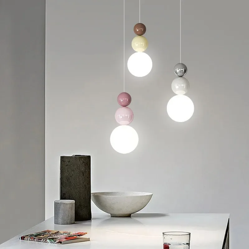 Nordic, Modern, Cream, Style, LED, Pendant, Light, Interior, Lighting, Bedroom, Decoration, Living Room, Room, Bedside, Light