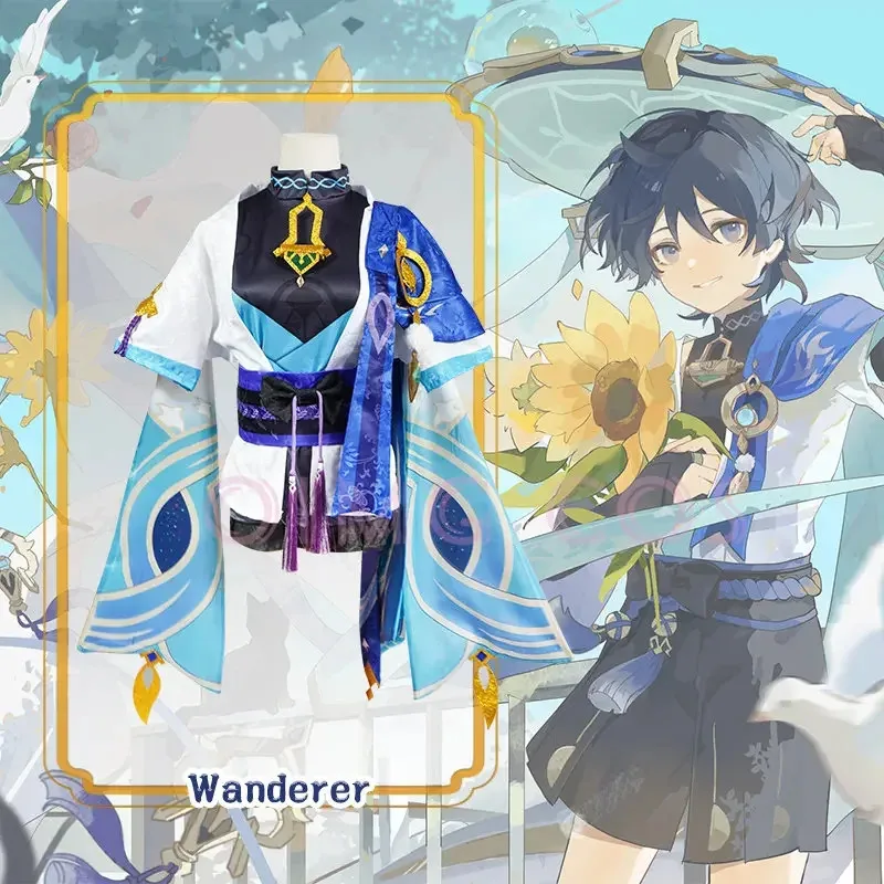 Kostum Cosplay Genshin Impact Wanderer Kunikuzushi 2025, Seragam Anime Halloween untuk Wanita, Fatui Scaramouche Ballade