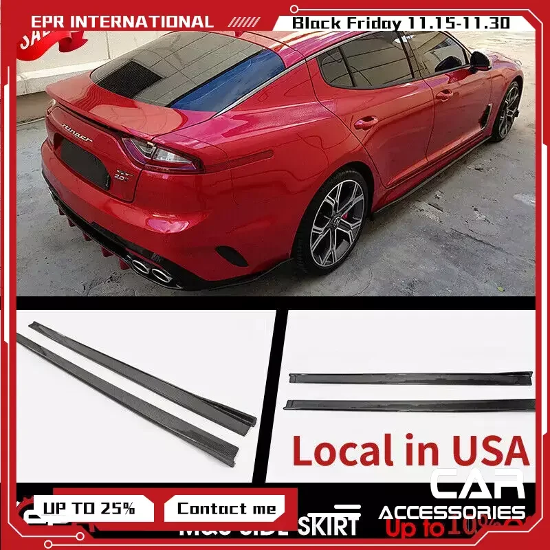 (Local in USA) For 2017+ Kia Stinger Type M Style Carbon Fiber Side Skirt Extension Addon 2Pcs