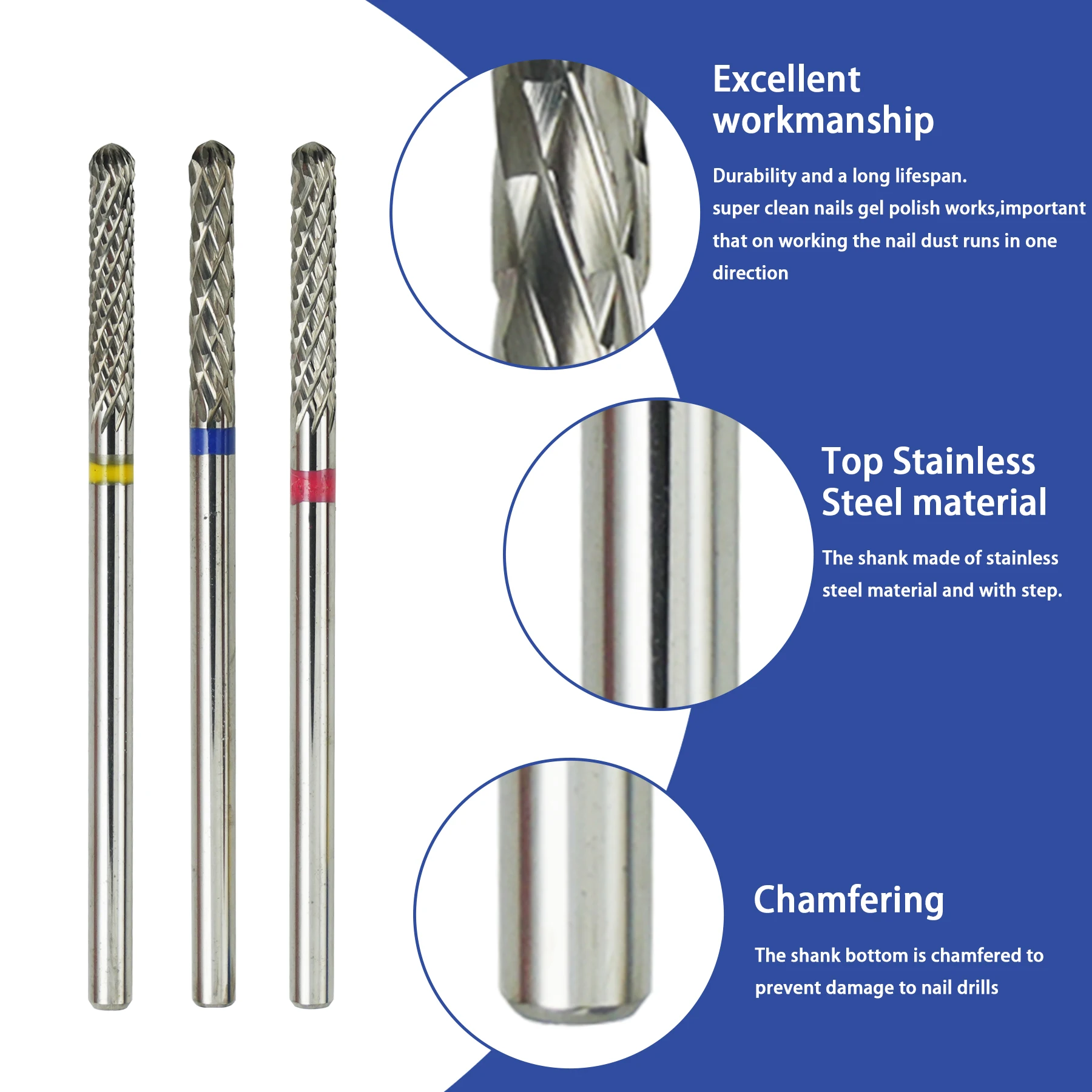 1pcs Carbide Milling Cutter Nail Drill Bits Electric Manicure Drills Pedicure Mill Bits Machine Files Nail Art accessories Tool