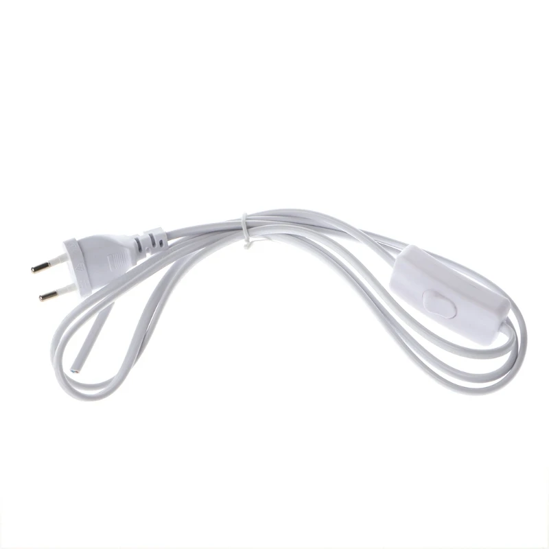 1.8m EU Plug Cable White Line with On/Off Switch Button Power Cord For LED Lamp Dropship