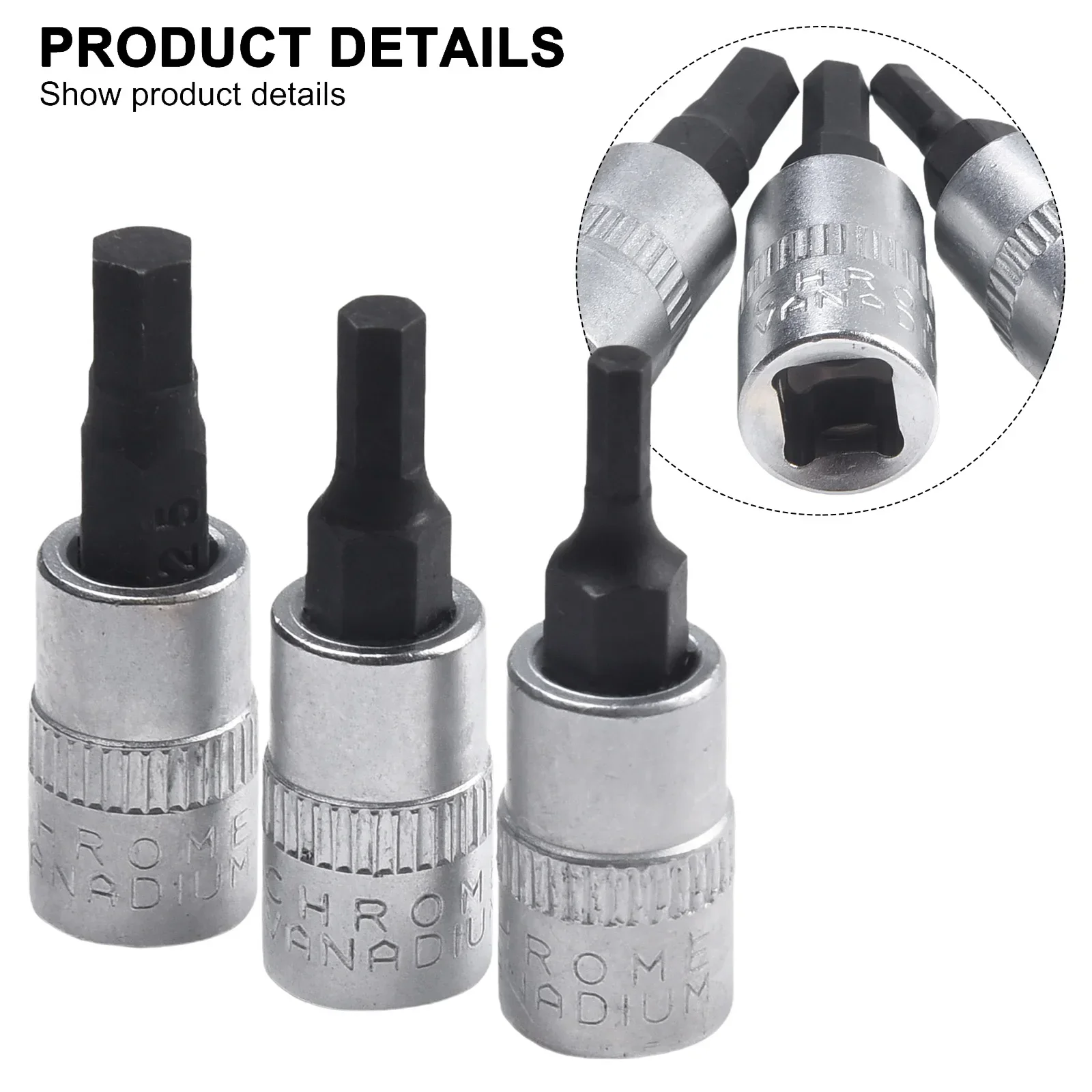 3pcs 1/4Inch Drive Hex Socket Bit Set 3-8mm Schroevendraaier Bits H3 H4 H5 H6 H7 H8 Drive Boor Metrische Socket Handgereedschap