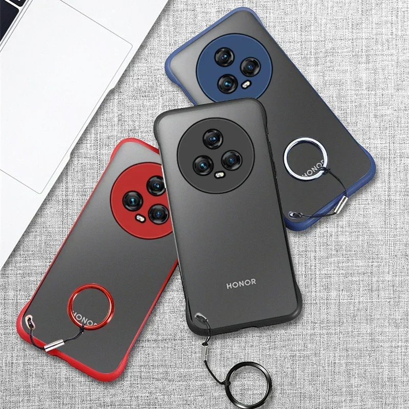 For Honor Magic 6 Pro Frameless Translucent Case For Magic 7 Pro 7 Lite 6 5 4 Matte PC Hard Protection Thin Ring lanyard Cover
