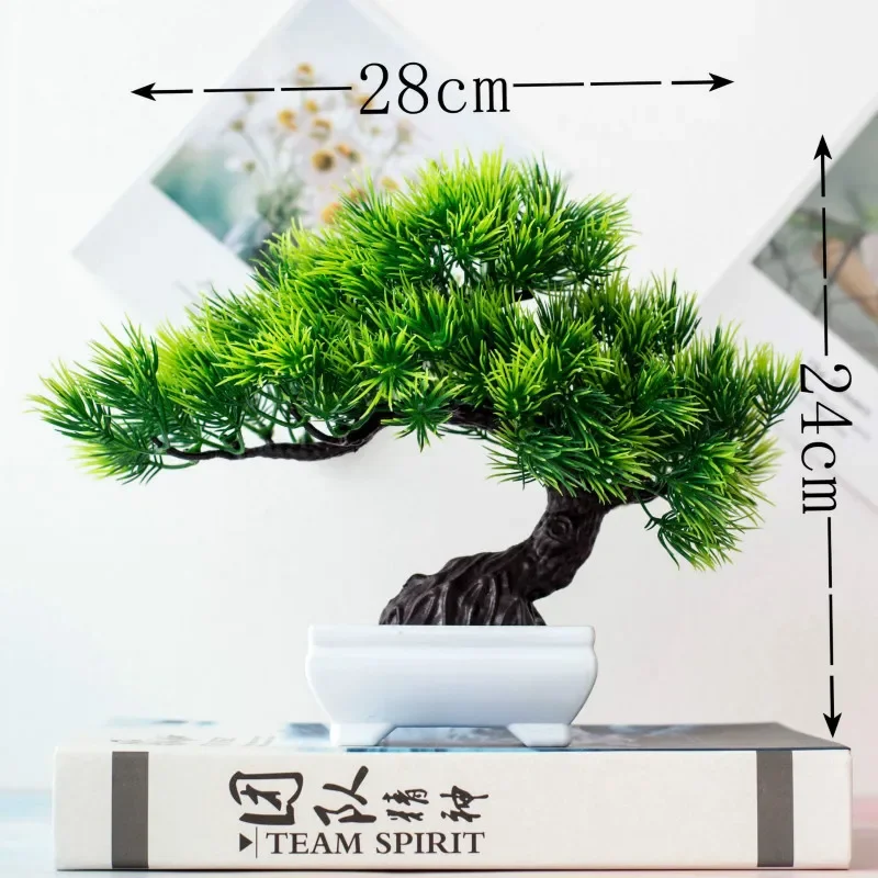 1pcs Artificial Green Plants Bonsai Pine Tree Potted Wedding Festival Party Decorative Gifts Home Office Ornaments Decor Craft