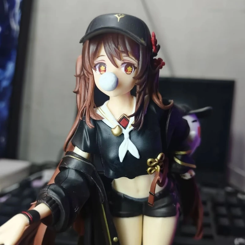 Genshin Impact 23cm Hu Tao With Skateboard Game Girl Figure Model Statue Boys Collection Desktop Decoration Ornament Toys Gifts