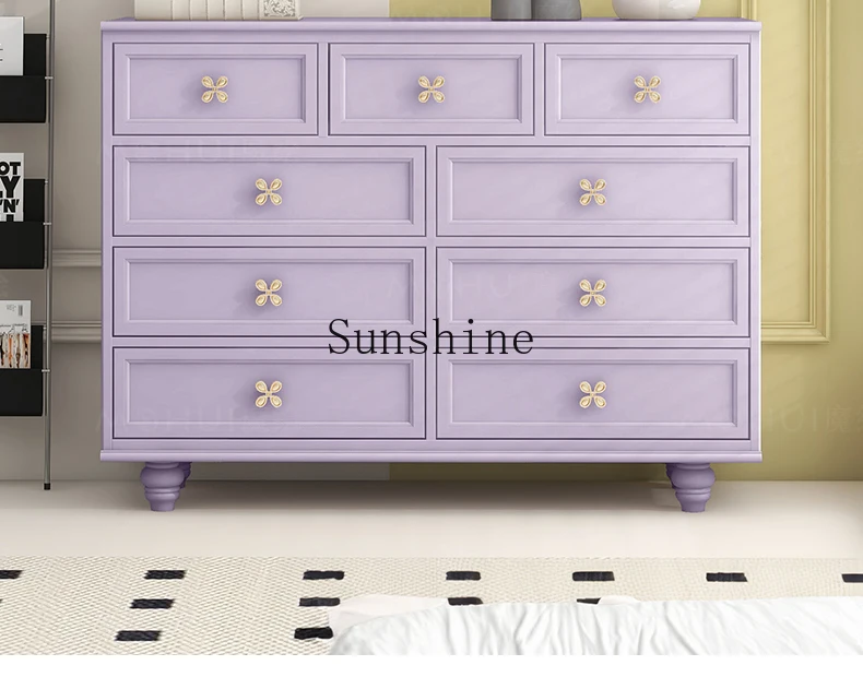 Chest of drawers, living room, retro decoration, purple bedside table, bedroom, simple modern furniture