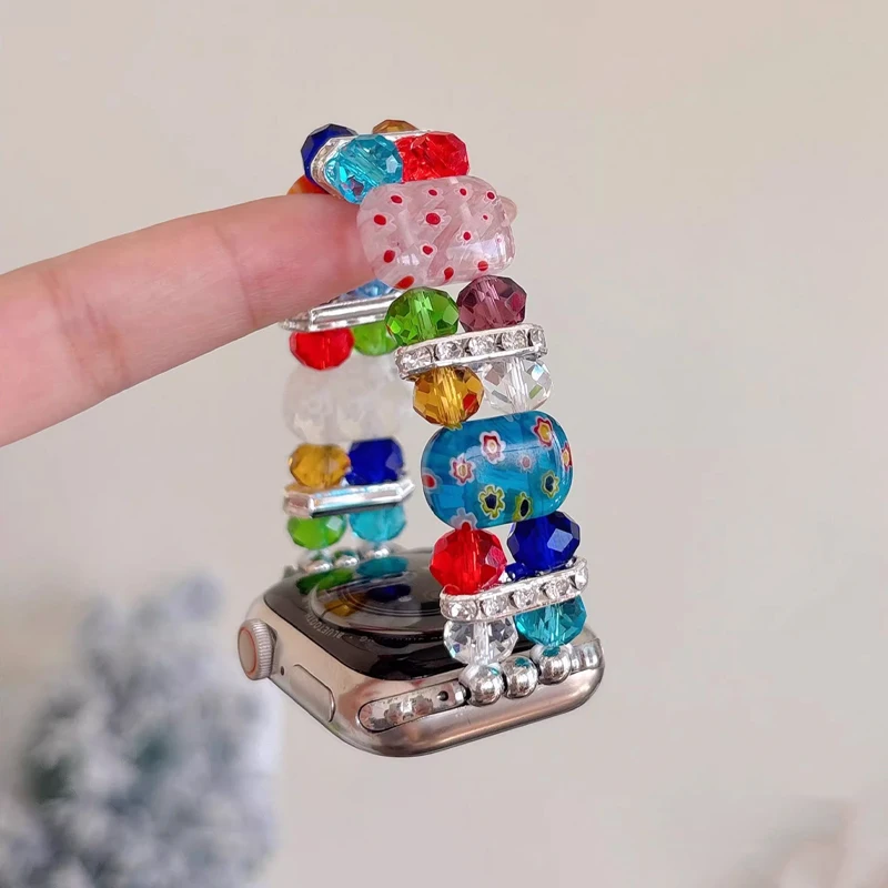 

Ремешок Rainbow Candy для iWatch Ultra 10 9 8 7 6 5 4, эластичный ремешок-браслет для Apple Watch 38 мм 40 мм 41 мм 42 мм 45 мм 46 мм 49 мм