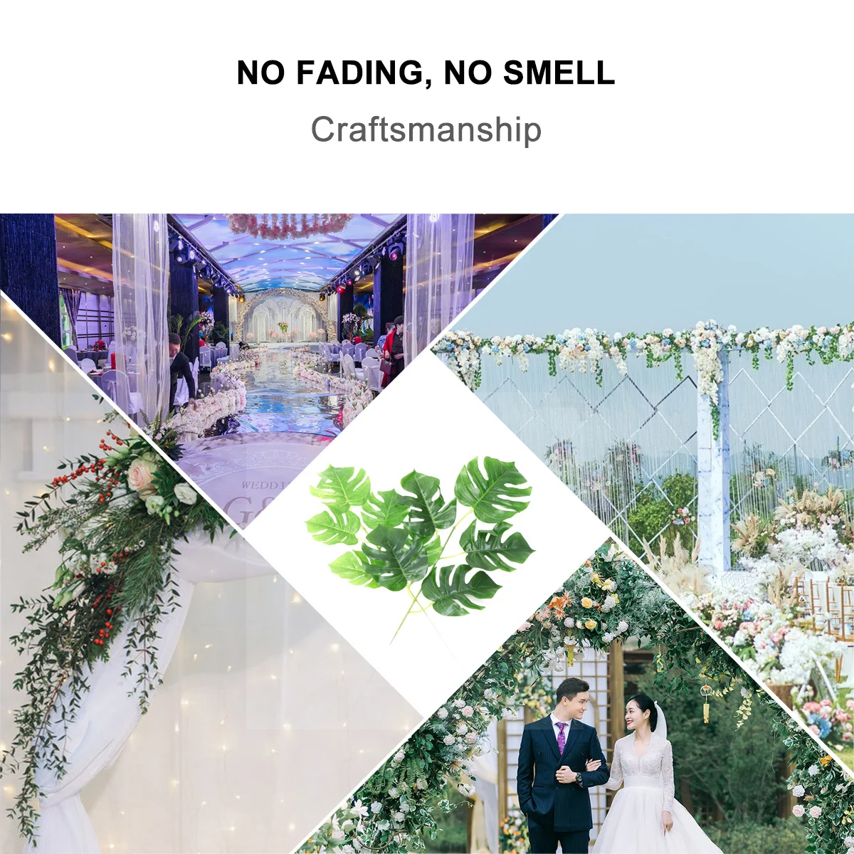 

10Pcs Lifelike Monstera Leaves Artificial Fern Plant Home Garden Decor 5 Branches Simulation Greenery