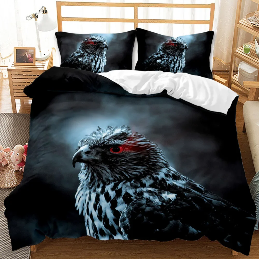 Eagle Duvet Cover for Kids Teens Adults Cute Grey and White Eagle Soars In The Sky Wild Animals for Bedroom Decoration Women Men