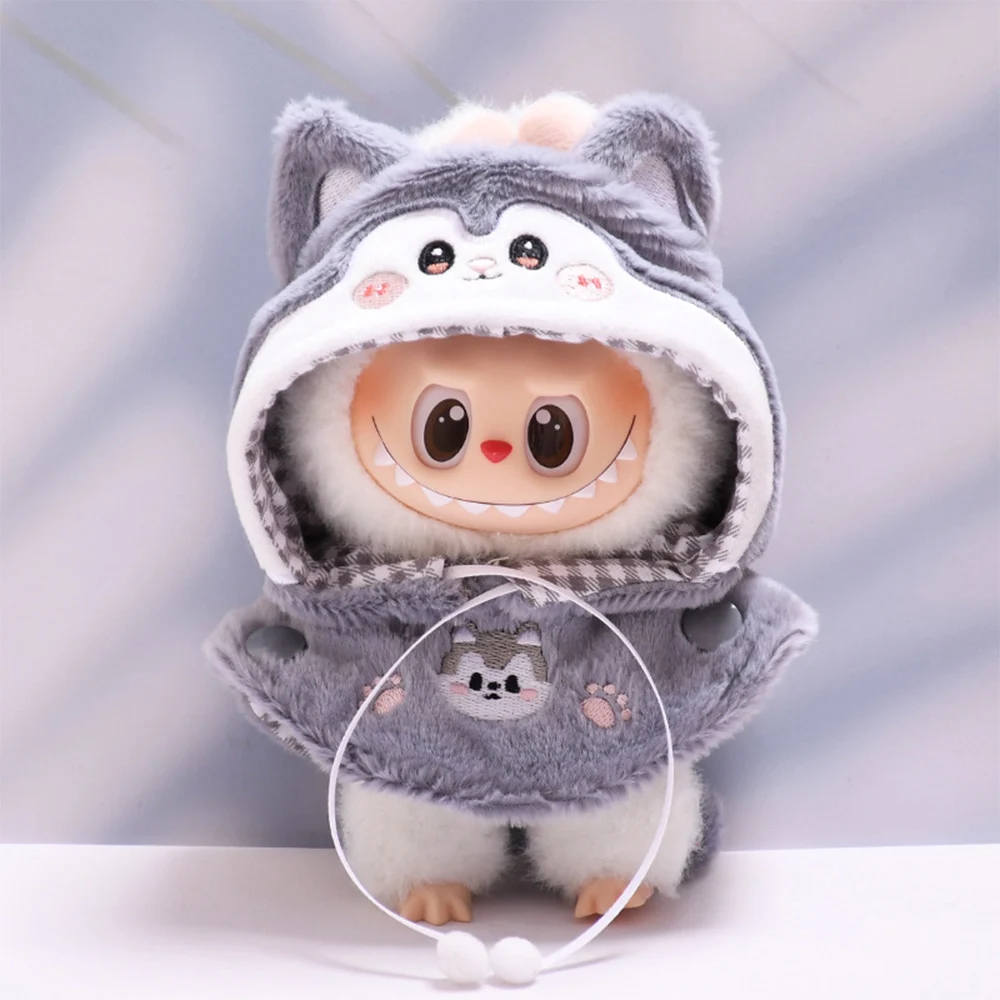 Conjunto de capa de Animal bonito para muñeca Labubu de 17cm, conjunto de repuesto, accesorios de ropa de regalo, 1 ud.