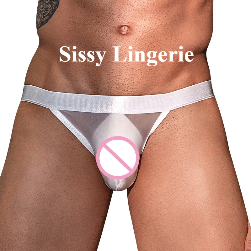 رجل النفط لامعة ملخصات انظر من خلال الملابس الداخلية الديك الحقيبة مثلي الجنس سيسي الملابس الداخلية مطاطا لامعة Underpant المثيرة كيس الصفن الانتفاخ سراويل #1