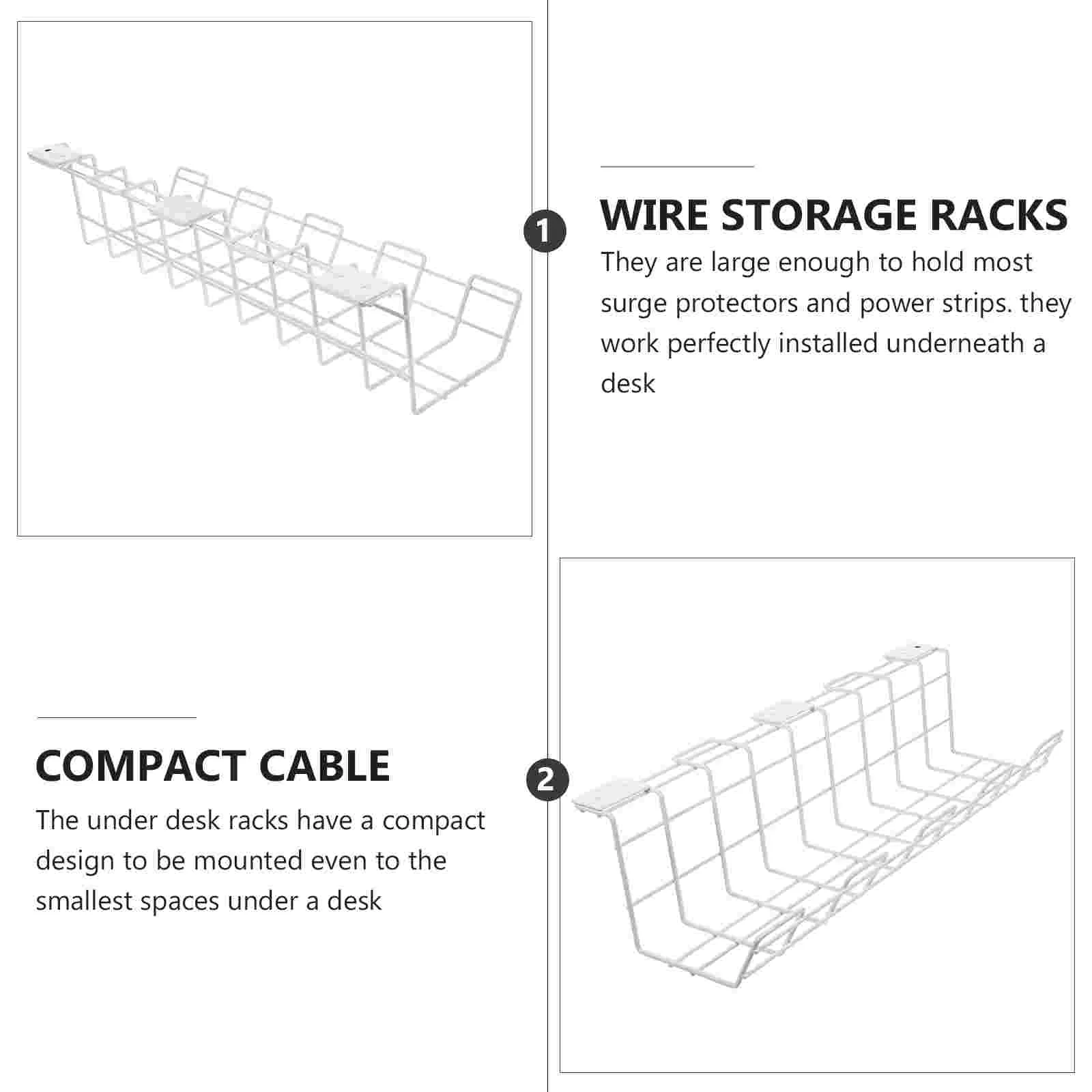 2 Pcs Storage Racks for Home Shelves Cable Patch Board Under Desk Wire Organizers Office