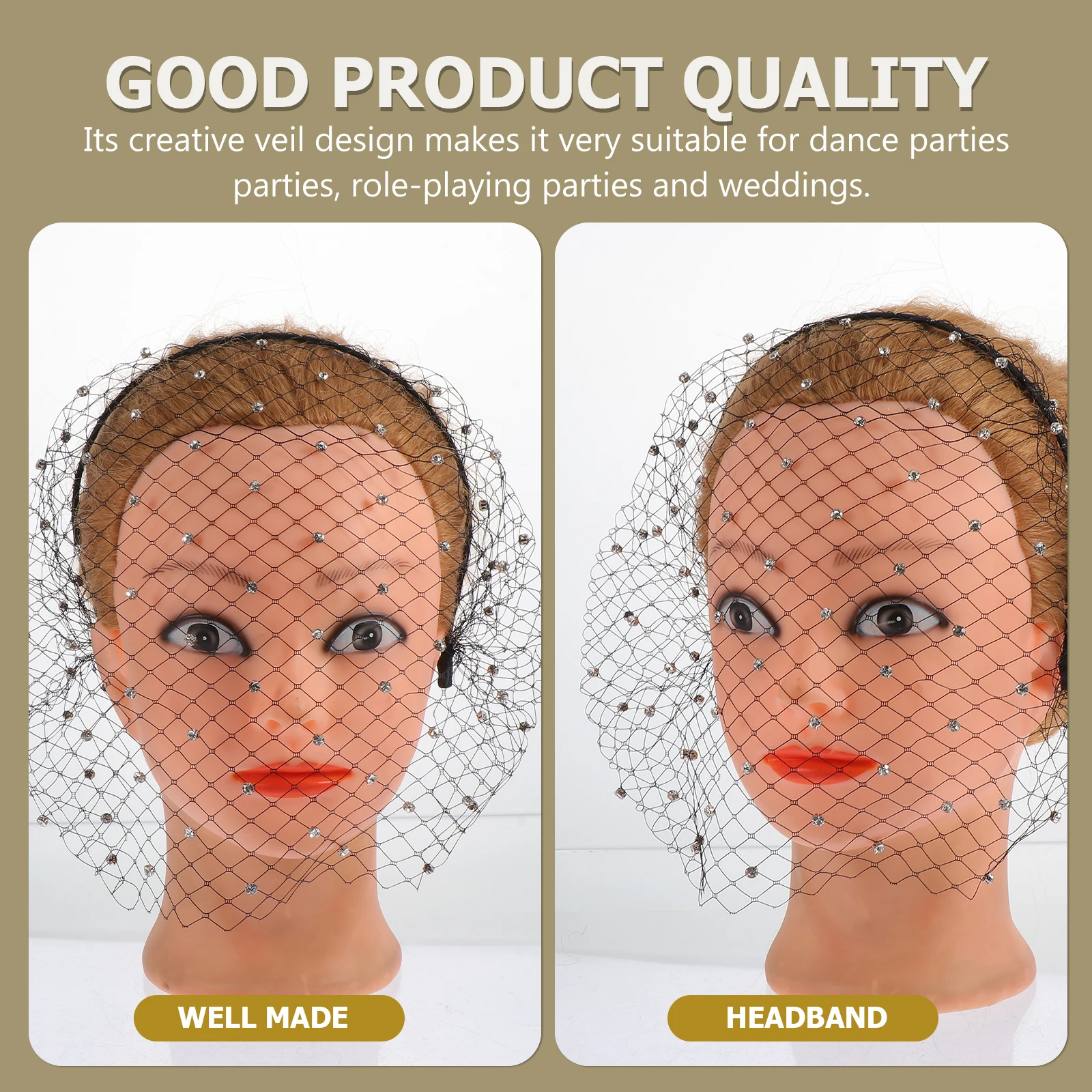 

Glamorous Mesh Hairband Rhinestone Headwear Women Wedding Bridal Party Headdress Veil Hair Band Decor Accessories