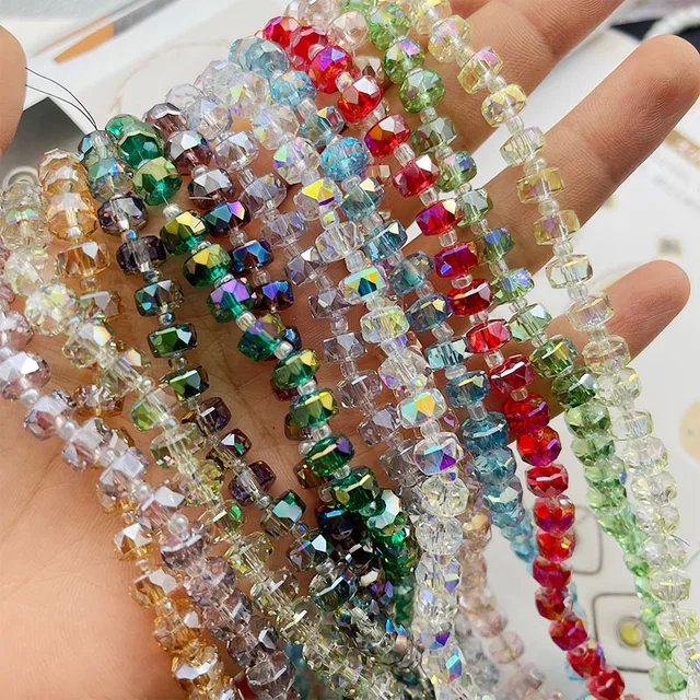 30 szt. Koła w kształcie koła Austrian kryształowe szklane koraliki płaskie okrągłe 8x6mm szklane luźne koraliki do wyrobu biżuterii bransoletki akcesoria DIY