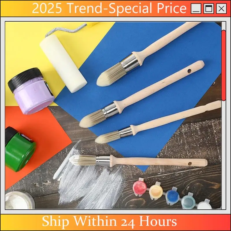 

A61Z Deals 8 Pieces Trim Paint Brush With Wooden Handle Round Edge Painting Tool Paint Brushes For Corner House Wall Edges Art D