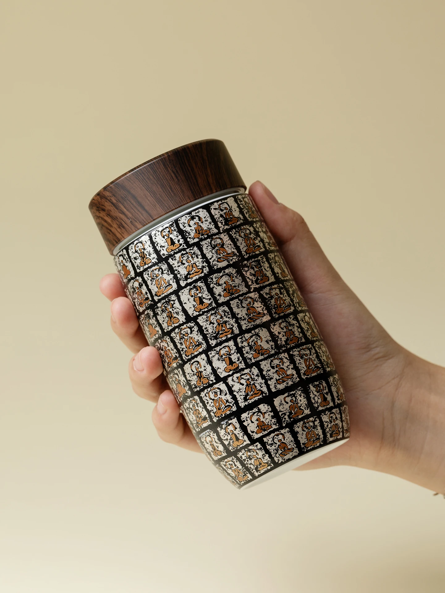 Luxury Silver Plated Portable Men's Thermal Mug Hanrted Dunhuang Thousand Buddha Cultural Creative Gift with Tea Stee...