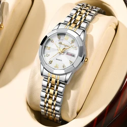 POEDAGAR Top Luxury Woman's Quartz Watch Waterproof Luminous Date Week Ladies Casual Watch Stainless Steel Elegant Women Watches