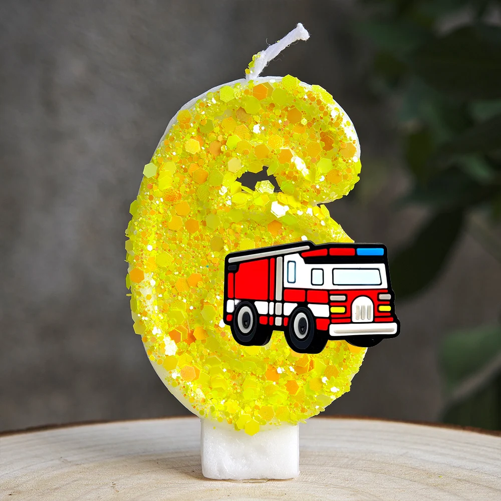 Bunte Feuerwehrauto-Geburtstagskerze Rauchfreie Paraffin-Kuchendekoration für Kinderpartys Babypartys Feiertagsfeiern – Detail 7