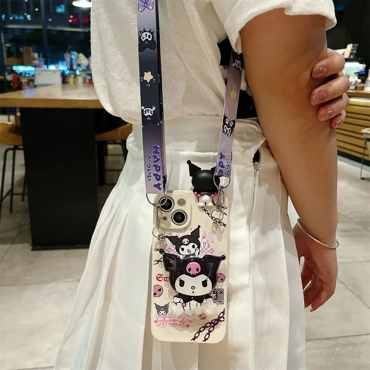 Etui na telefon Cartoon Kuromi Sanrio do iPhone'a 16 15 14 13 12 11 Pro Max Mini XR XS MAX 8 X 7 Plus Miękki silikonowy pokrowiec zapobiegający upadkowi