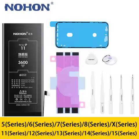 NOHON Phone Battery for iphone 5 6S 7 8plus X Xr Xs Max 11 12Pro 13 14 plus 15 15Pro MAX 12Mini SE Original Replacement Bateria