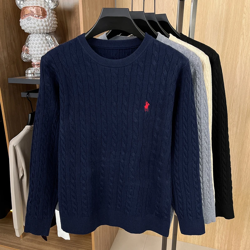 

2025 American Autumn and Winter New Style Men's and Women's Same Anti Pilling Fadeless Round Neck Fried Dough Twists Top Sweater