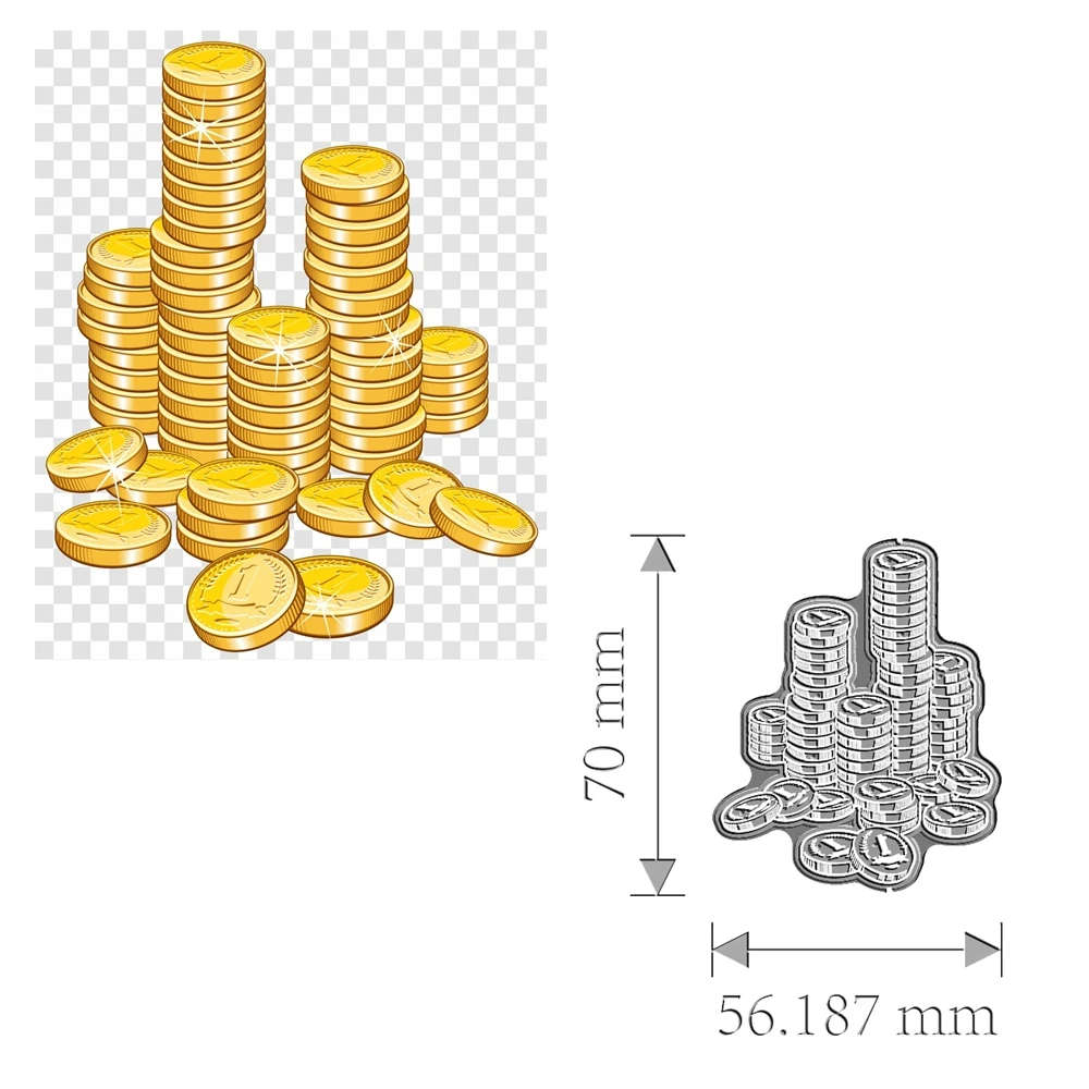 Gold coin Metal Cutting Dies wallet money currency dollar bills piggy wallet purse symbols Christmas Scrapbooking Card Craft