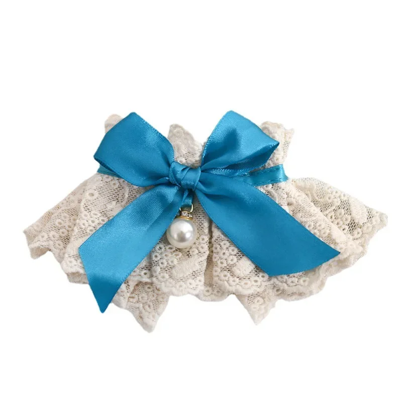 Pet Scarf Cat Lace Pearl Collar Cat Decoration Collar Ragdoll Accessory Lace Bow Princess Necklace Cute Dog Burp Cloth