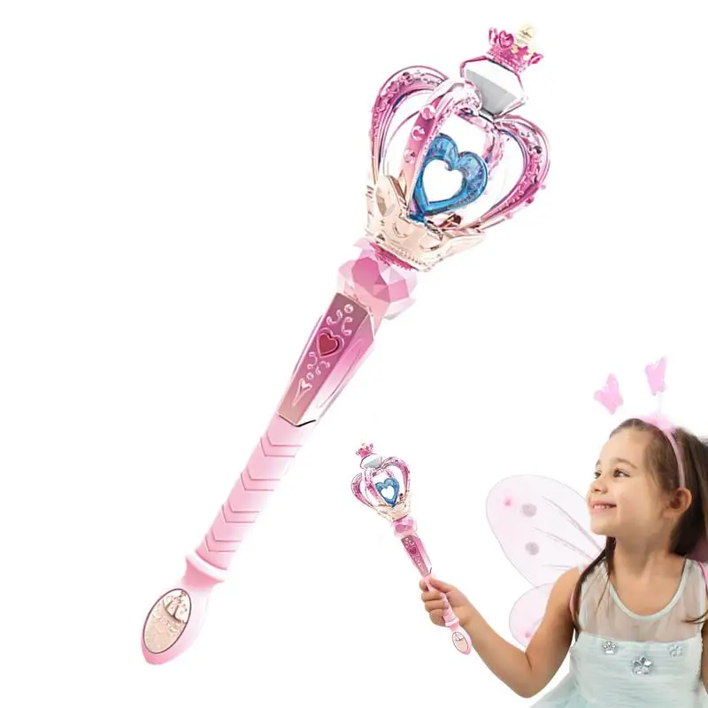 

Light Up Princess Wand LED Cute Crown Wand Toy Cute Angel Wand Sticks With Light And Sound Sparkling Fairy Wand For Halloween