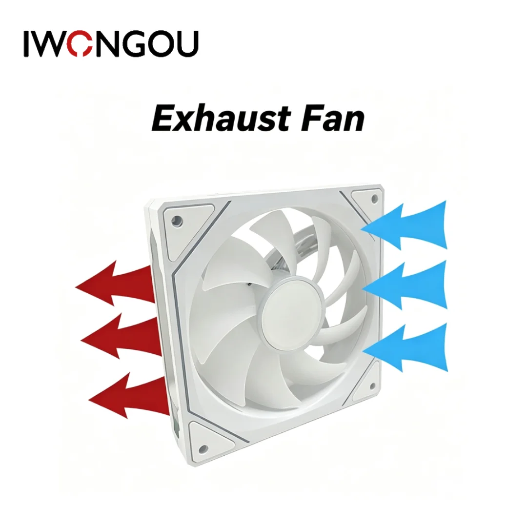 IWONGOU White 120mm ARGB Silent PWM Case Cooling Fan, Support AURA SYNC, Mystic Light, Polychrome Sync PC Chassis Radiator Fan - view 3