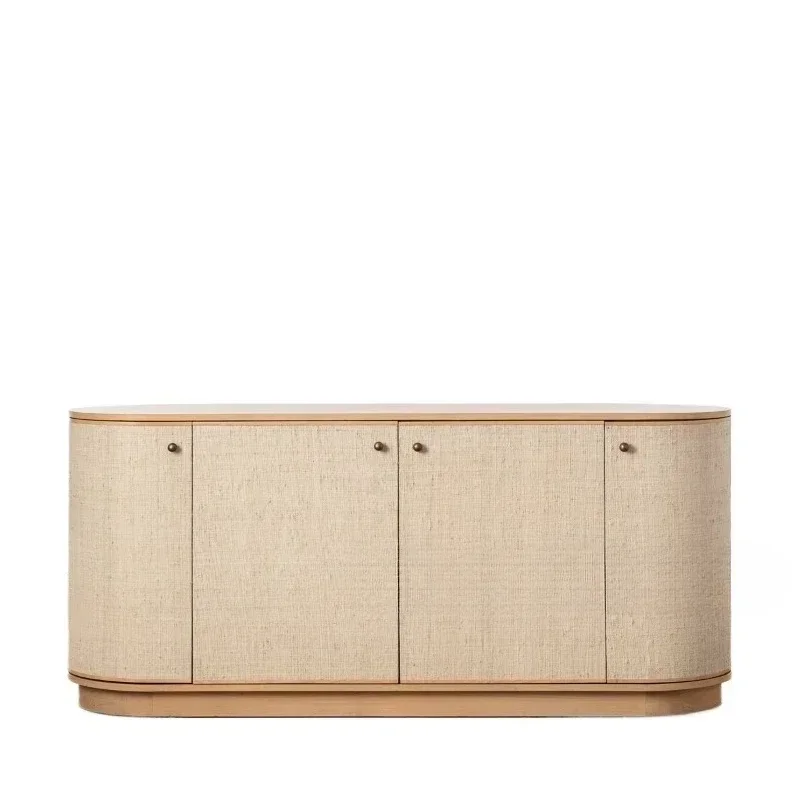 Wabi Sandy Wind Solid Wood Side Cabinet Nordic Home Living Room Entrance Cabinet Modern Simple Locker Linen