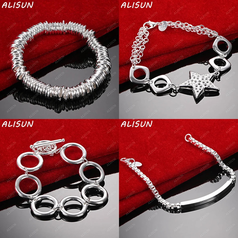 

ALISUN 925 Sterling Silver Design Bracelets For Women Men Anniversary Gift Popular Wild Fashion Romantic Jewelry