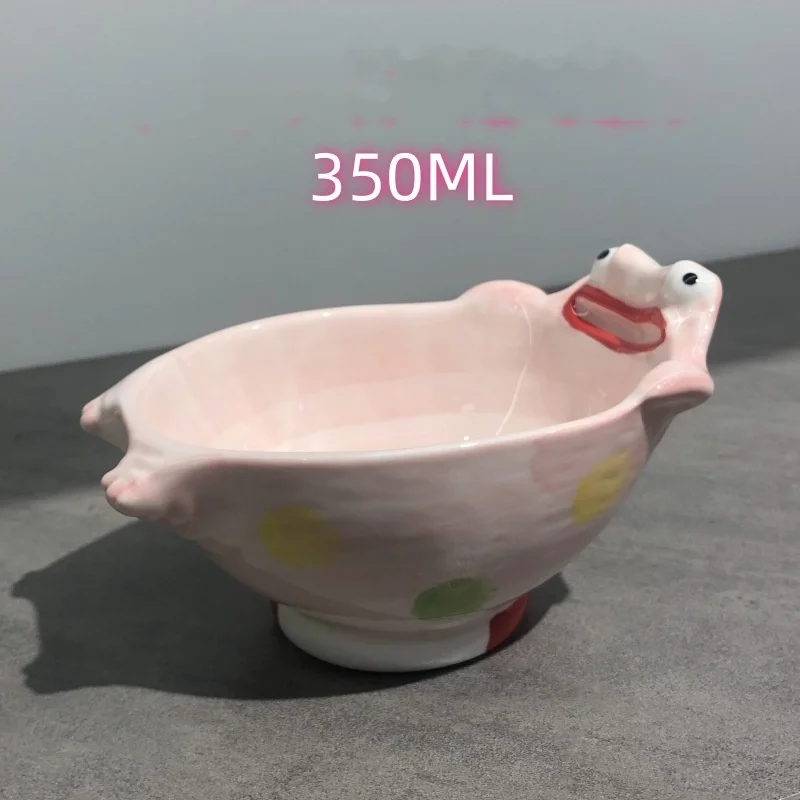 

Frogs Ceramic Bowl with Spoon Funny Irregular Serving Bowls for Fruit Salad and Decorative Kitchen Counter
