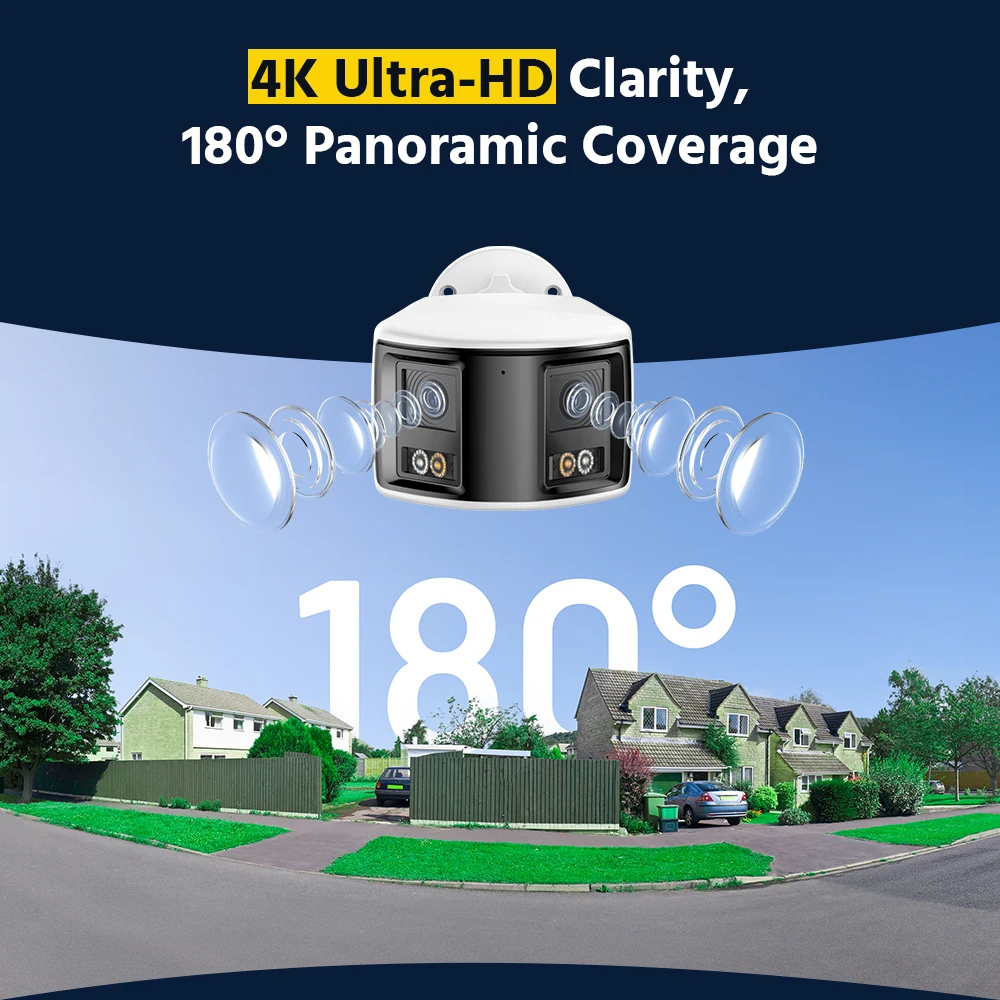 ANNKE FCD800 4K Camera Security Panoramic Dual Lens Human Detect Auto Track Two Way Audio IP Camera Poe 180° Wide View Angle