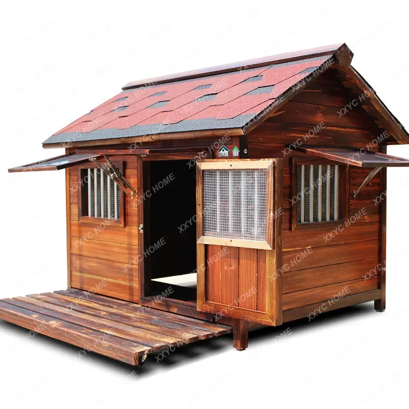 Four Seasons Universal Solid Wood House Outdoor Waterproof Kennel Summer Outdoor Cage Large Dog Kennel Winter Warm