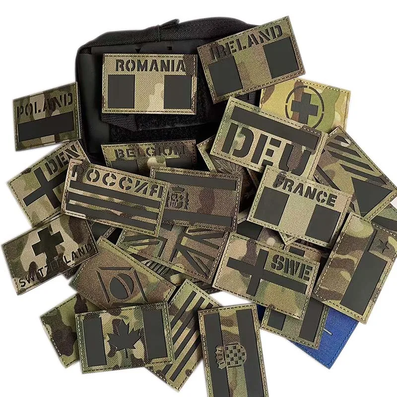 American,French,Spain,Canadian Flag IR Infrared Reflective Camouflage Badges Hook and Loop Patch,Army Military Tactical Emblem