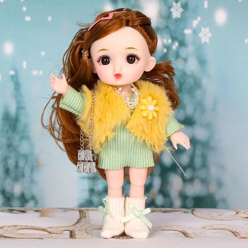Full Set Doll Big Eyes 16cm BJD Doll 1/12 Scale Movable Cute Face BJD Doll 16cm Figure 13 Joints Bjd Mini 16cm Doll Diy Gifts
