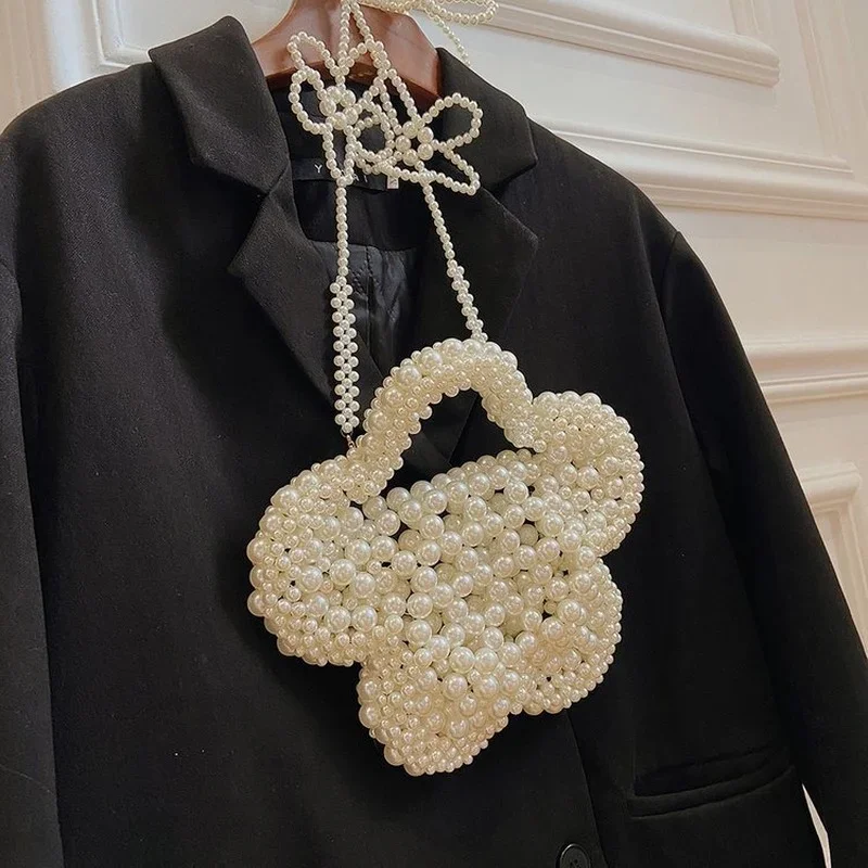 

Minority Design Beads Beach Photo Luxury Women Mini Handbag 2024 Popular Hand-held Envelope Women's Bags Fashion Pearl Chain Bag