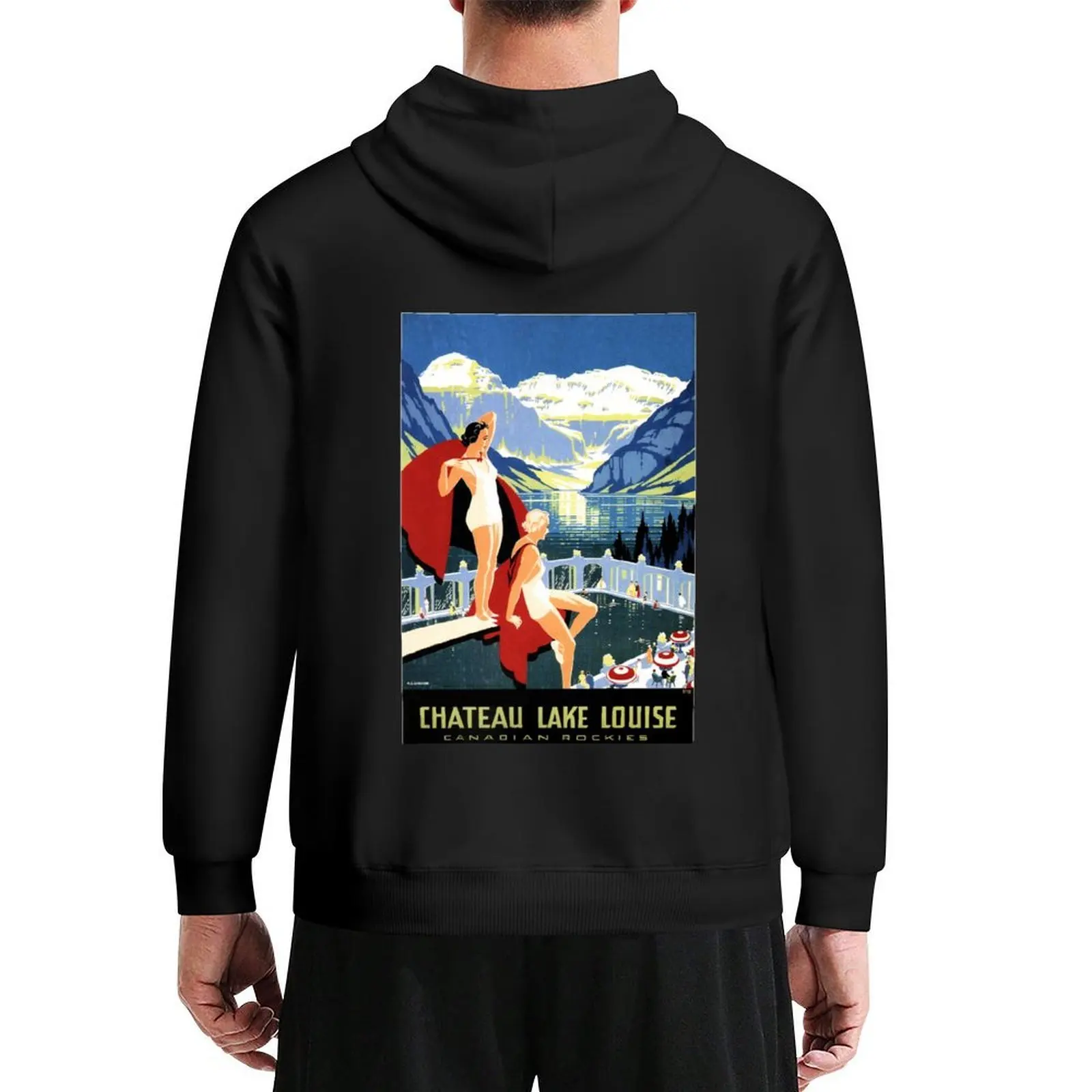 Chateau LAKE LOUISE Hotel Canadian Rockies Vintage viaje Sudadera con capucha moda hombres otoño nuevos productos estilo japonés sudadera con capucha para hombre