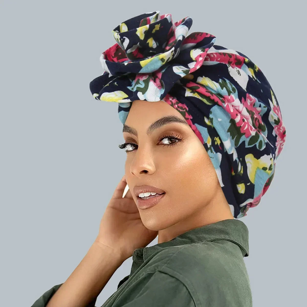 New African Women Print Turban Flower Beanies Bonnet Muslim Hijab Headscarf Hair Loss Head Wrap Bandanas Headband Turbante Mujer