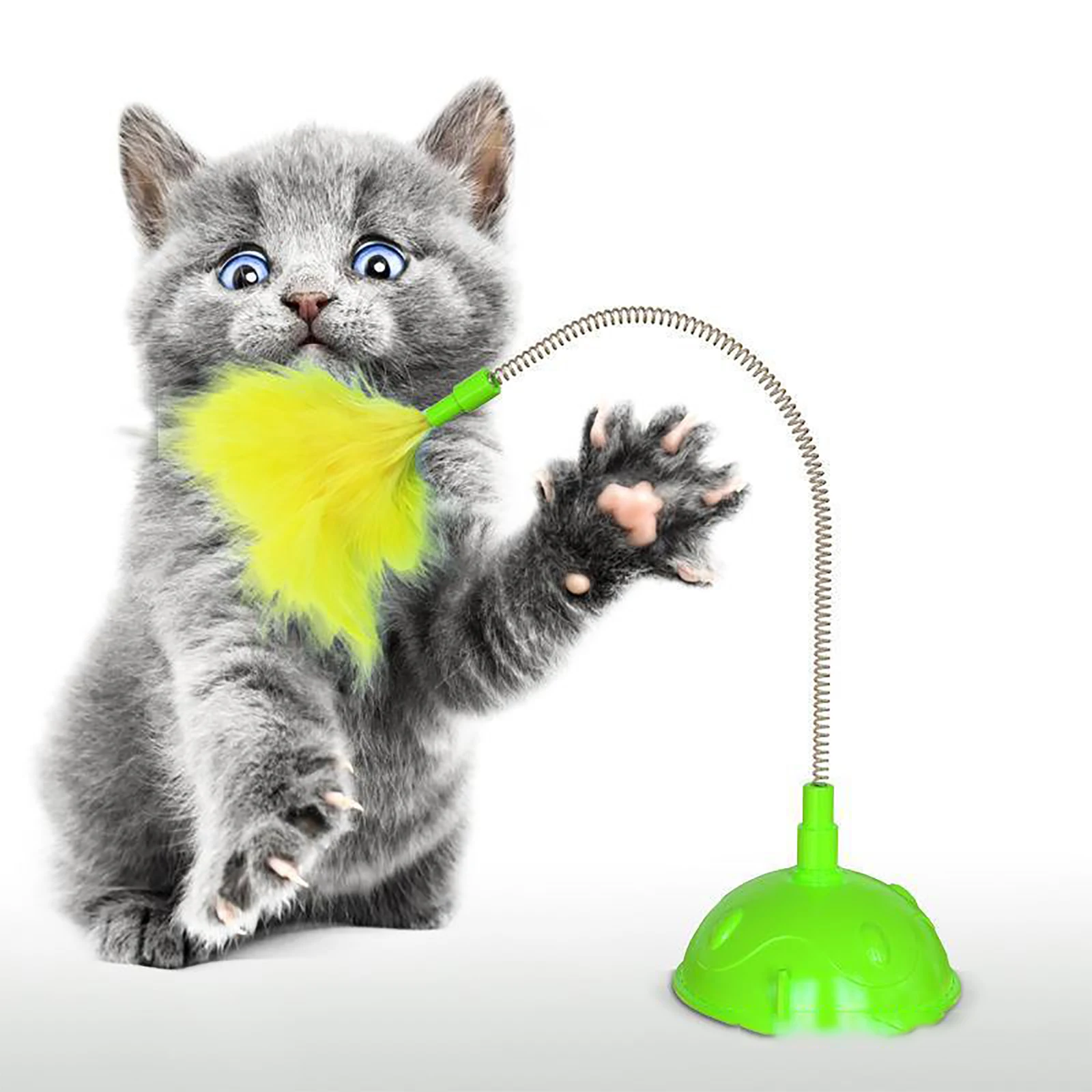 

Suction Cup Interactive Cat Teaser Toy Stick Simulation Feather Automatic Teasing Fun Indoor Kitten Play Exercise Stick