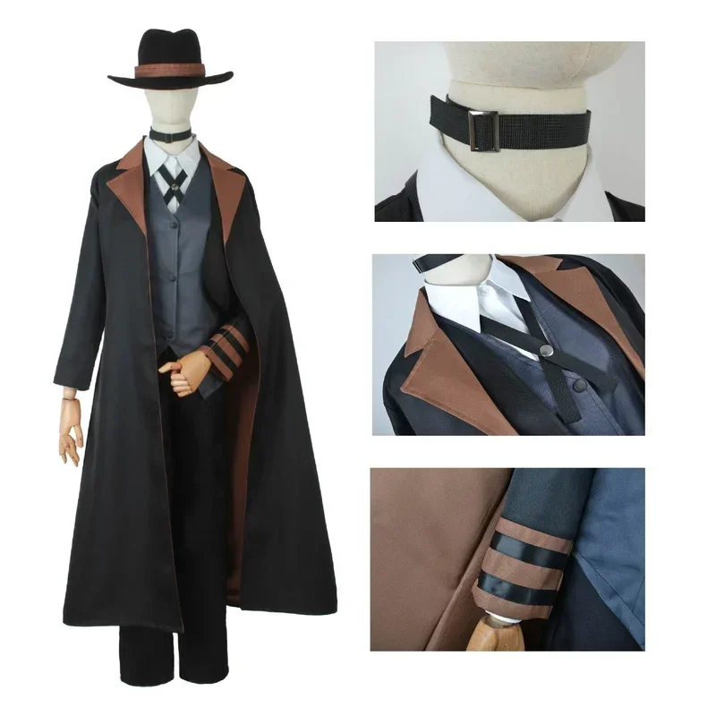 Anime Bungou Stray Dogs Cosplay Costume pour hommes et femmes, Nakaala, Chuuya, Dazai, Monkaala trempé, ensemble uniforme, perruque, chaussures, MN9