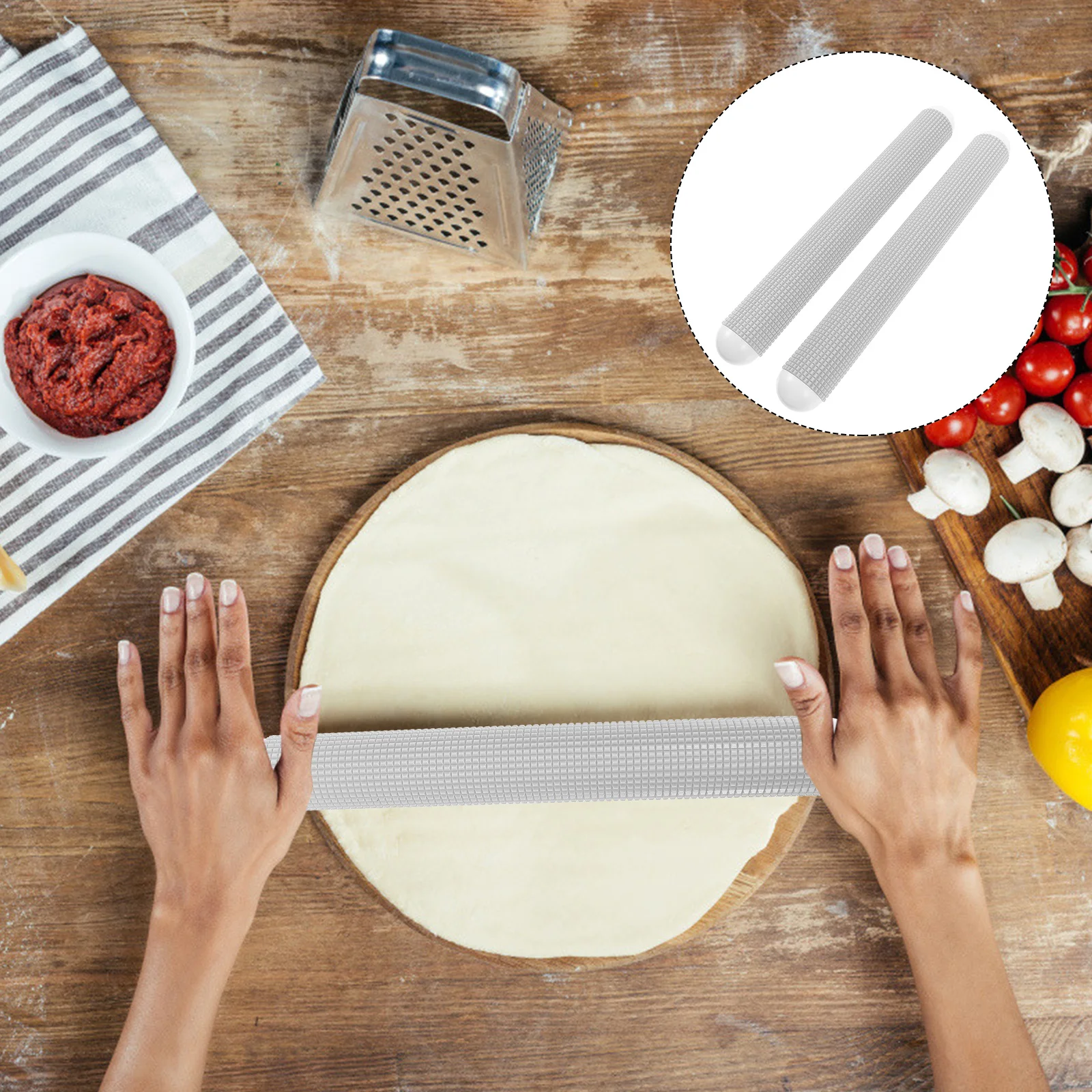 

2Pcs Plastic Rolling Pins Household Baking Tools Smooth Rolling Sticks for Dough Pastry Cookie Pizza Fondant Kitchen