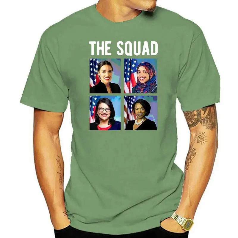 Отряд Aoc Rashida Tlaib Omar Ilhan Ayanna Pressley политическая черная футболка для молодежи среднего возраста Футболка для пожилых людей